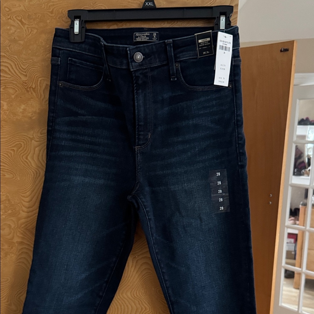 Abercrombie & Fitch Super Skinny High Rise Jeans - Deep Indigo